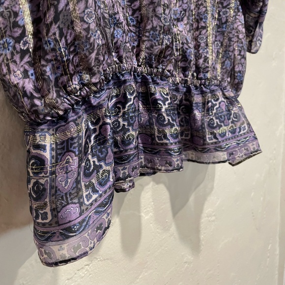 Joie Purple & Gold Silk Blouse - Picture 9 of 10